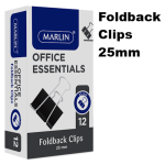 Marlin Office Essentials fold back clips 25mm 12's